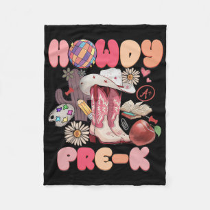 Cute Howdy Pre-k Cowboy Cowgirl Boots Back To Scho Fleece Blanket