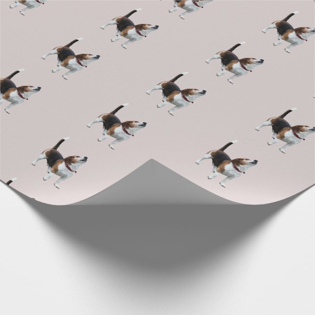 Cute Howling Beagle Dog    Wrapping Paper (Corner)