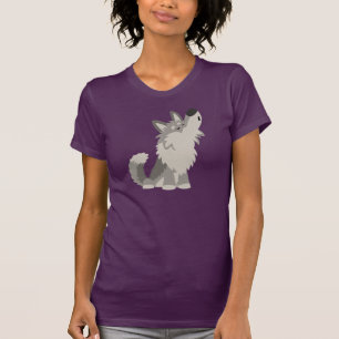 Cute Howling Cartoon Wolf Women T-Shirt