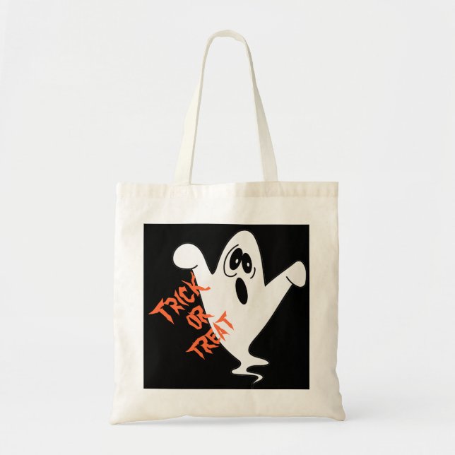 Cute Howling Ghost Trick or Treat Tote Bag (Front)