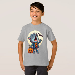 Cute howling werewolf monster with pumpkin T-Shirt