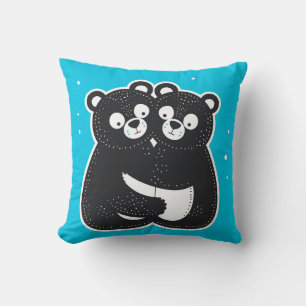 🐻🖤 Cute Hugging Black Bears Cosy Decor Gift ✨ Cushion