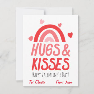 Cute Hugs & Kisses Valentine's Day Kids Classroom Holiday Card