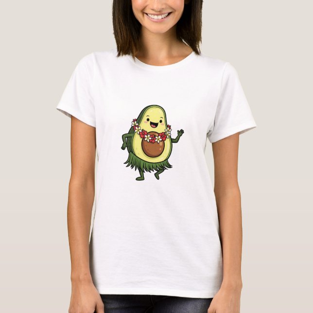 Cute Hula Avocado Character Dancing T-Shirt (Front)