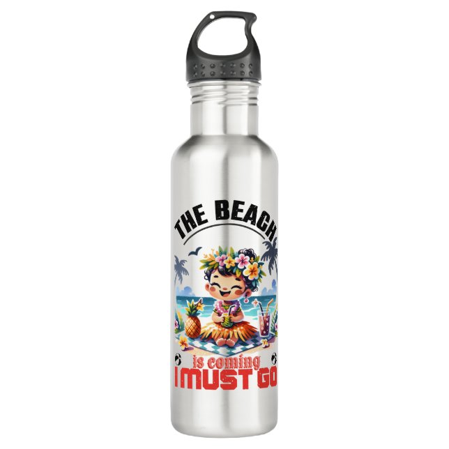 Cute Hula Girl Summer is Coming I Must Go – Tropic 710 Ml Water Bottle (Front)