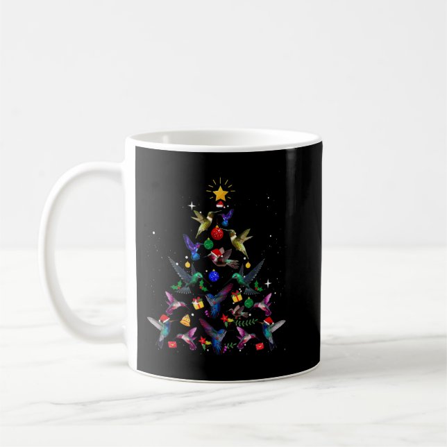 Cute Hummingbird Christmas Tree Xmas Gift Coffee Mug (Left)