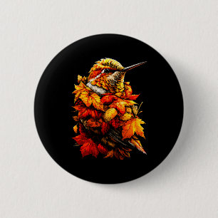 Cute Hummingbird Fall Leaves Forest Vibes Autumn A 6 Cm Round Badge