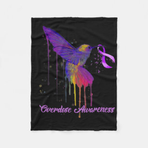 Cute Hummingbird Holding Purple Ribbon Overdose Aw Fleece Blanket