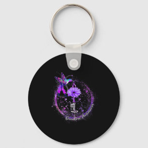 Cute Hummingbird Holding Purple Ribbon Overdose Aw Key Ring
