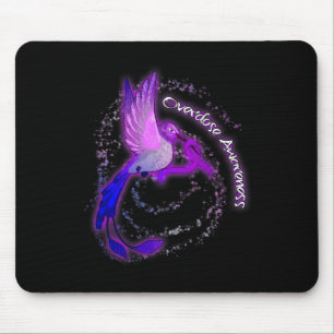 Cute Hummingbird Holding Purple Ribbon Overdose Aw Mouse Pad