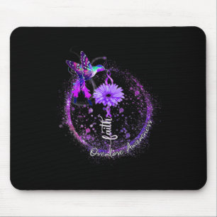 Cute Hummingbird Holding Purple Ribbon Overdose Aw Mouse Pad