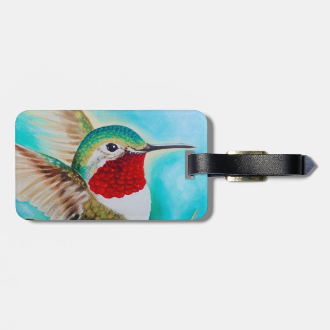 Cute Hummingbird Luggage Tag (Back Horizontal)