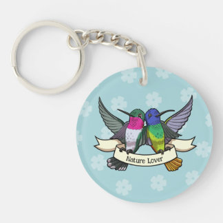 Cute Hummingbird Nature Lover Colorful Cartoon Key Ring