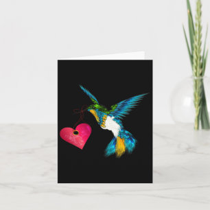Cute Hummingbird With Heart Bird Lover Design Art Card