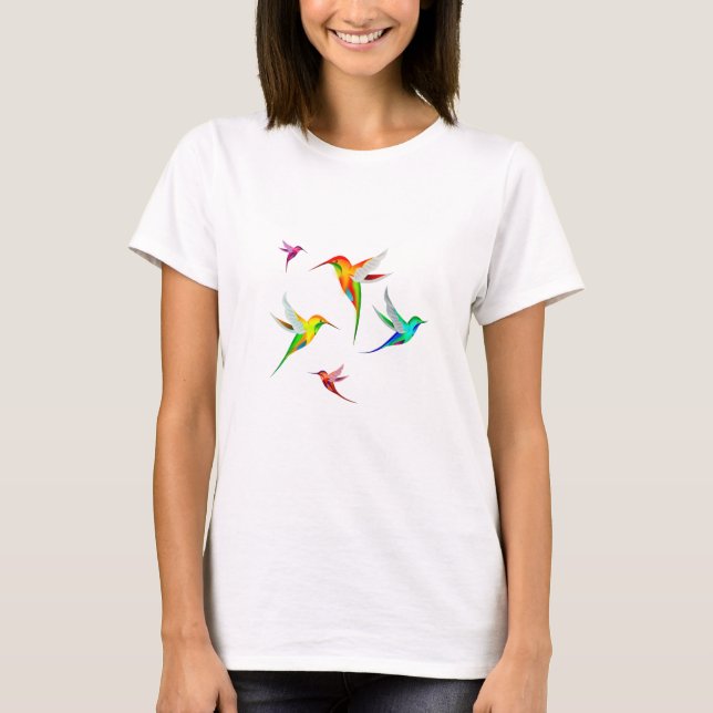 Cute hummingbirds, beautiful colourful birds T-Shirt (Front)