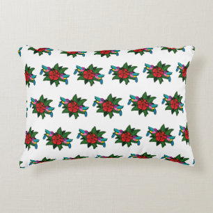 Cute Hummingbirds on Hibiscus Flower Cartoon - W Decorative Cushion