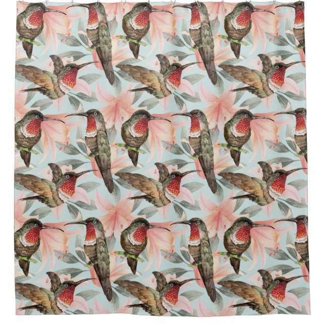 Cute Hummingbirds  Shower Curtain (Front)