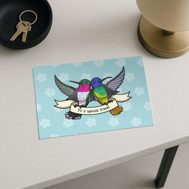 Cute Hummingbirds To A Special Friend Cartoon Postcard (Creator Uploaded)