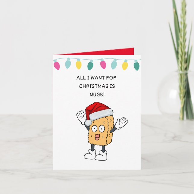 cute humor cartoon punny pun christmas custom card (Front)