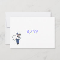 Cute Humourous Bride and Groom Cartoon RSVP Card