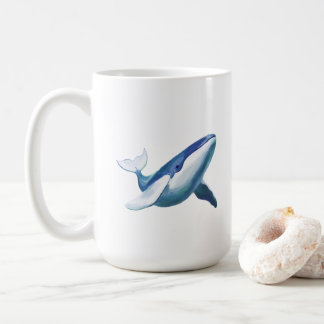 Cute Humpback Whale Swimming Drawing Coffee Mug