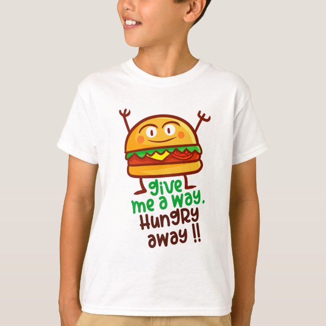 Cute Hungry Away Burger Boy's T-shirt (Front)