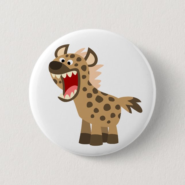 Cute Hungry Cartoon Hyena 6 Cm Round Badge (Front)