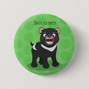 Cute hungry Tasmanian devil cartoon illustration 6 Cm Round Badge