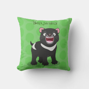 Cute hungry Tasmanian devil cartoon illustration Cushion