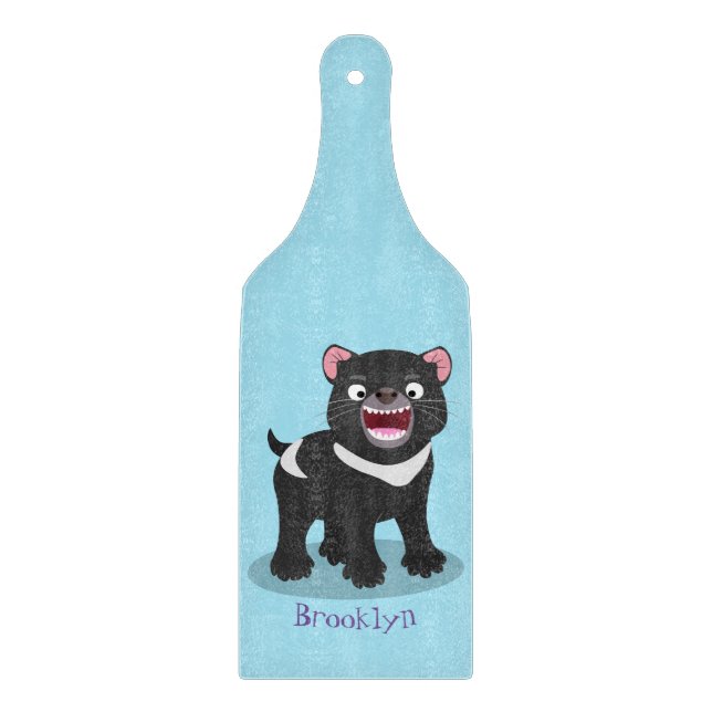 Cute hungry Tasmanian devil cartoon illustration Cutting Board (Front)