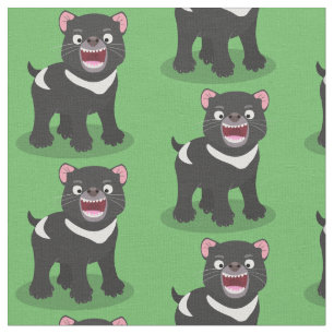 Cute hungry Tasmanian devil cartoon illustration Fabric