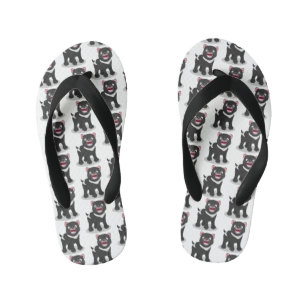 Cute hungry Tasmanian devil cartoon illustration Kid's Jandals
