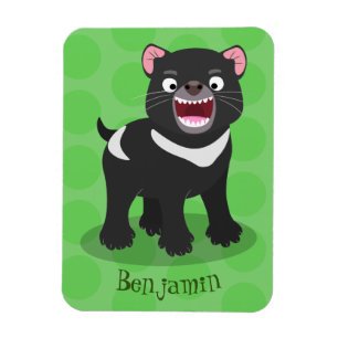 Cute hungry Tasmanian devil cartoon illustration Magnet