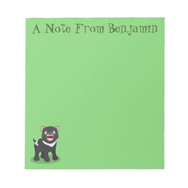 Cute hungry Tasmanian devil cartoon illustration Notepad (Front)