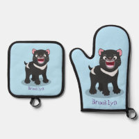 Cute hungry Tasmanian devil cartoon illustration