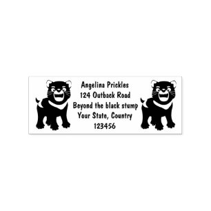 Cute hungry Tasmanian devil cartoon illustration Rubber Stamp