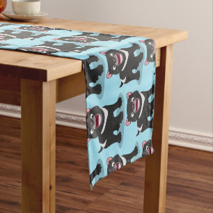 Cute hungry Tasmanian devil cartoon illustration Short Table Runner