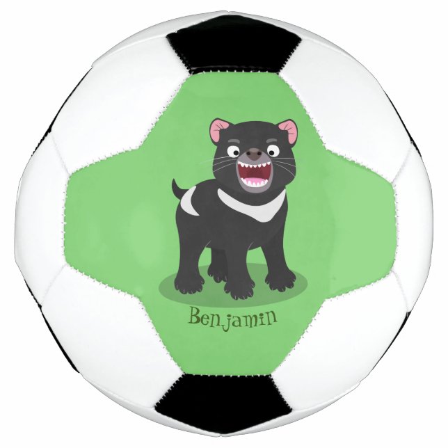 Cute hungry Tasmanian devil cartoon illustration Soccer Ball (Front)