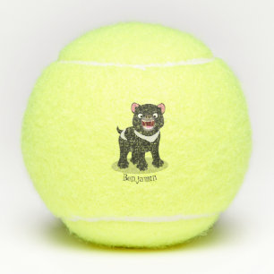 Cute hungry Tasmanian devil cartoon illustration  Tennis Balls