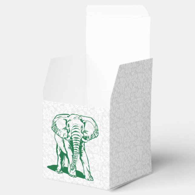 Cute Hunter Green Elephant Line Drawing Favour Box (Opened)