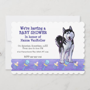 Cute Husky Baby Shower Invitation