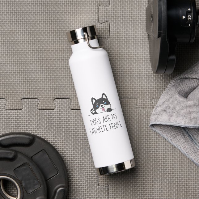 Cute Husky Dog Blue Quote Water Bottle (Gym (Rotated))