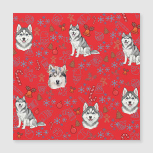 Cute Husky Dog Christmas Winter Seamless Pattern 