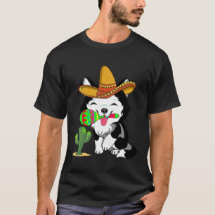 Cute Husky Dog Cinco de Mayo 5th of May Celebratio T-Shirt