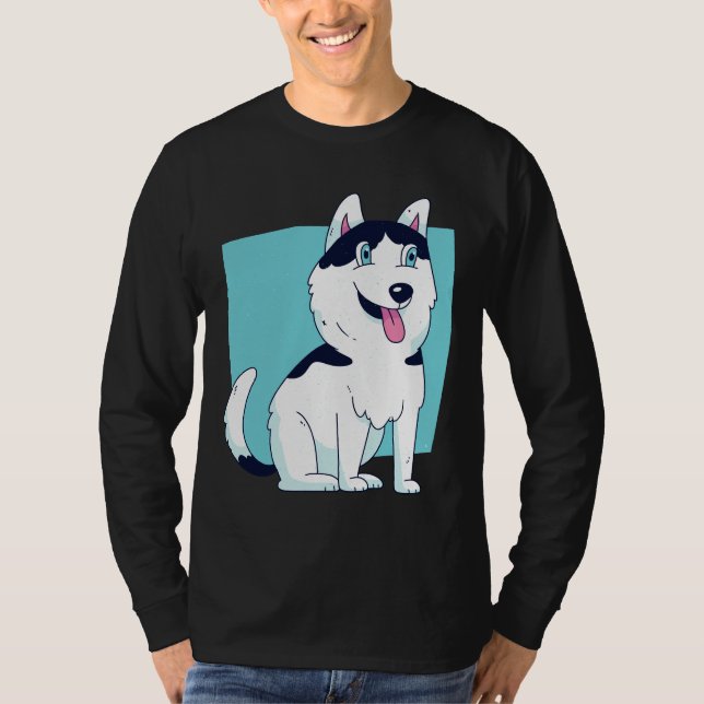 Cute Husky Dog Design T-Shirt (Front)