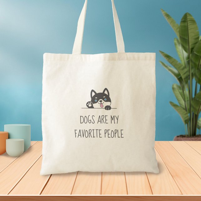 Cute Husky Dog Peeking above Quote Tote Bag (Creator Uploaded)