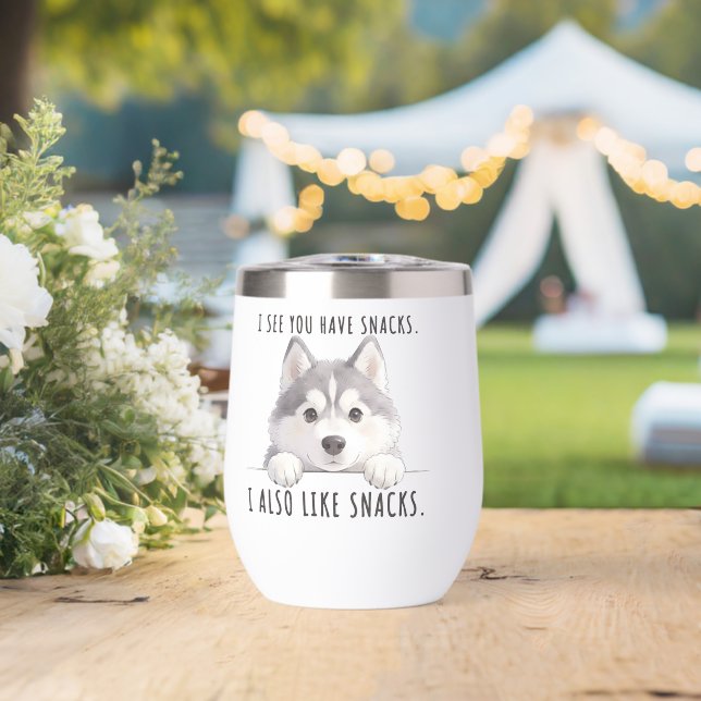 Cute Husky Dog Snacks Quote Funny Minimalist (Wedding (Rotated))