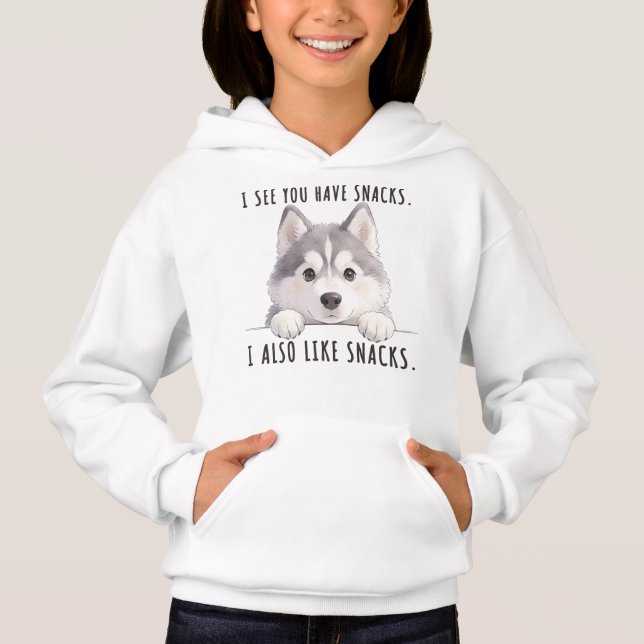 Cute Husky Dog Snacks Quote Funny Minimalist (Front)