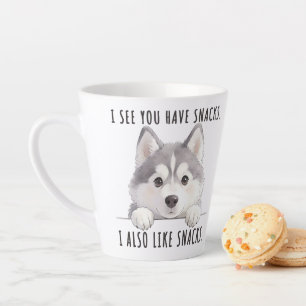 Cute Husky Dog Snacks Quote Funny Minimalist Latte Mug