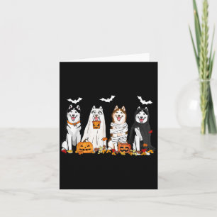 Cute Husky Dogs Ghost Mummy Witch Spooky Halloween Card